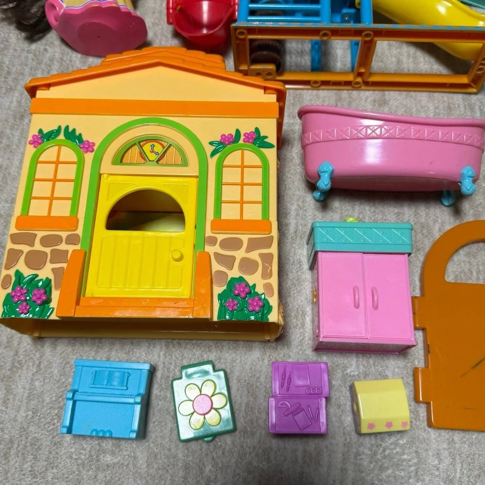 Vintage Dora the Explorer House Dollhouse Playset Lot Figures Furniture Unicorn